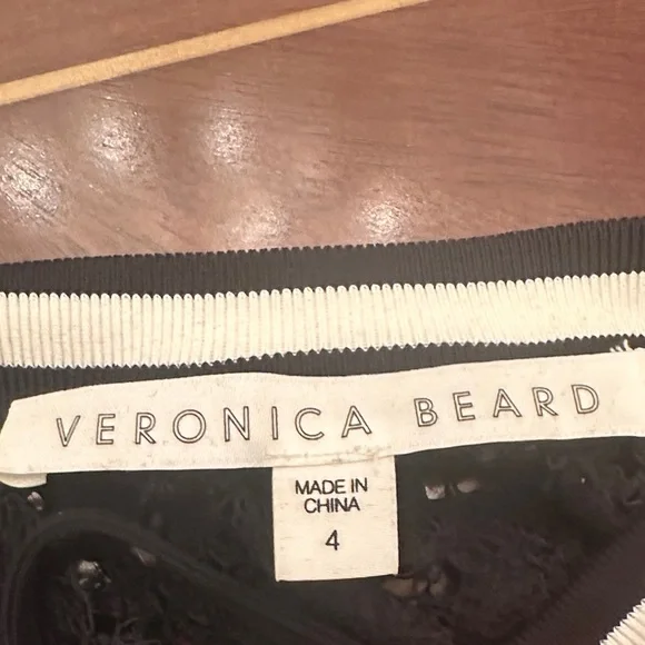 Veronica Beard Black Lace Zip-back Dress - Elegant Floral Lace Size S - Picture 3 of 13